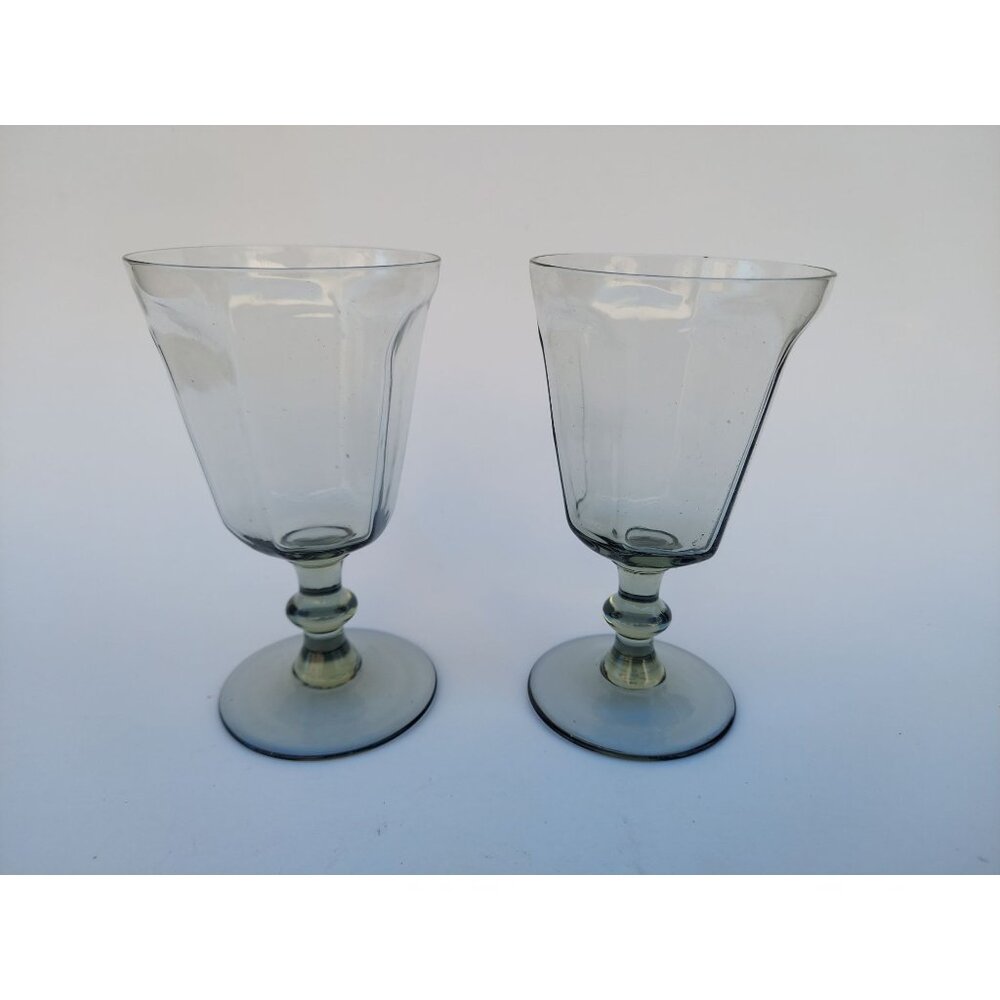 2 Antique Lenox Pale Green Wine Glasses